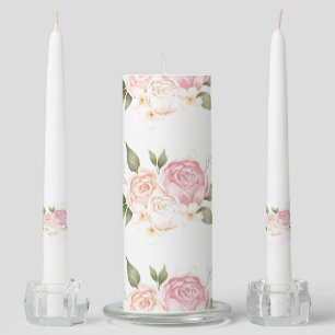 Pink Blush Watercolor Elegant Wedding Unity Candle Set