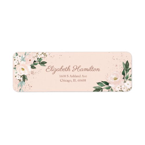 Pink Blush Watercolor Floral Bouquet Elegant Label