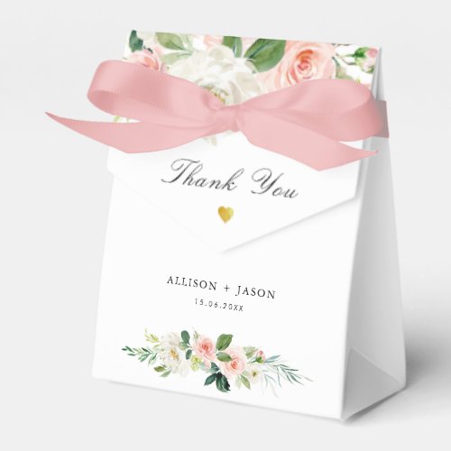 Pink blush watercolor floral wedding favor boxes