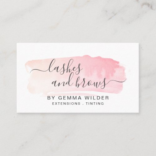 Pink Blush Watercolor Lash  Brow Services  Business Card