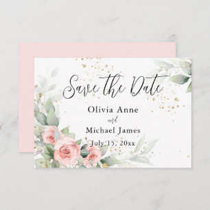 Pink Blush Watercolor Roses Save the Date