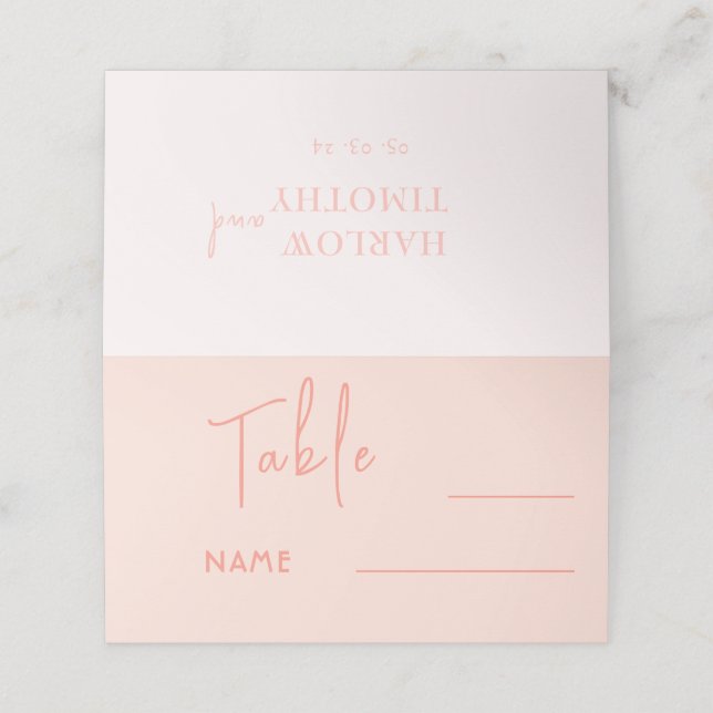 Pink Blush Wedding Table Number Place Card (Outside Unfolded)