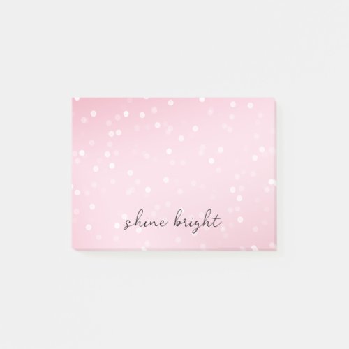 Pink Blush White Bokeh Confetti Post_it Notes