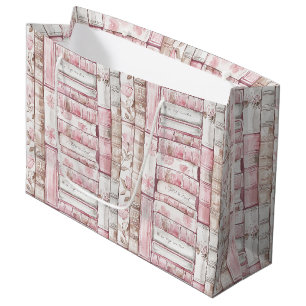 Pink Blush White Books Birthday Large Gift Bag