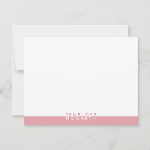 Pink Blush White Chic Modern Minimalist Colorblock Note Card