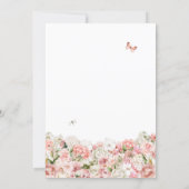 Pink Blush White Floral Butterfly Quinceanera Invitation (Back)