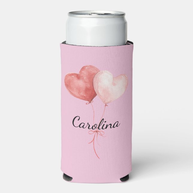 Pink Blush White Hearts Seltzer Can Cooler (Seltzer Front)