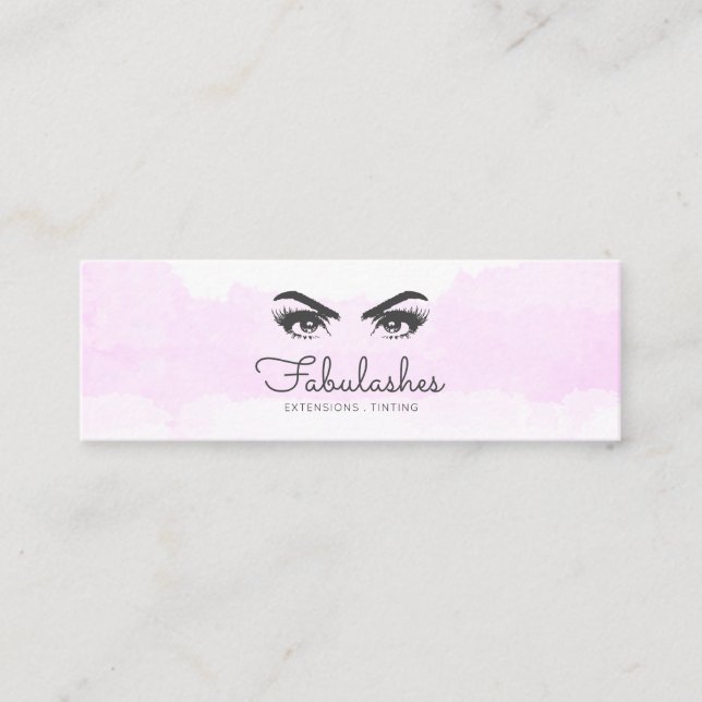 Pink Blush White Makeup Artist Eyelash Service Mini Business Card (Front)