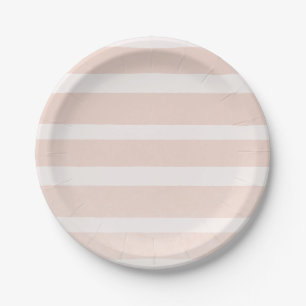 Pink Blush & White Modern Chic Stripes Paper Plates