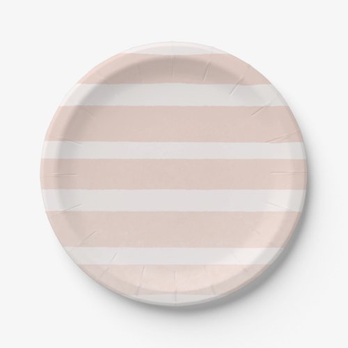 Pink Blush  White Modern Chic Stripes Paper Plates