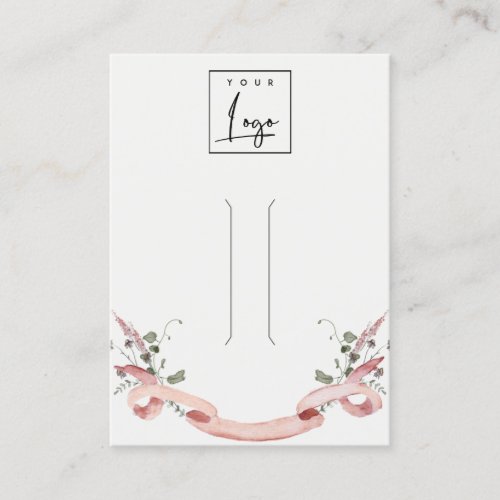 Pink Blush Wildflower Ribbon Logo Hairclip Display Business Card