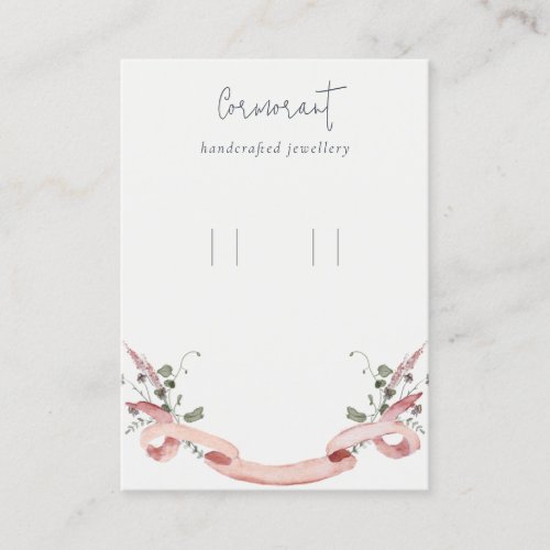 Pink Blush Wildflower Ribbon Loop Hoop Holder Business Card