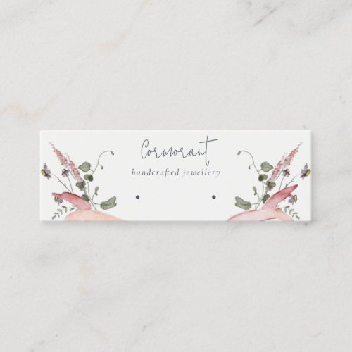 Pink Blush Wildflower Ribbon Stud Loop Hoop Holder Mini Business Card