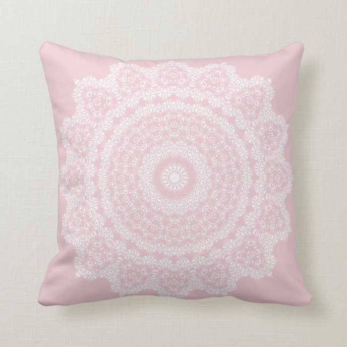 Pink Blush with White Lace Throw Pillow Zazzle