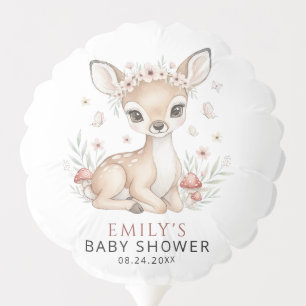 Pink Blush Woodland Deer Girl Baby Shower Balloon