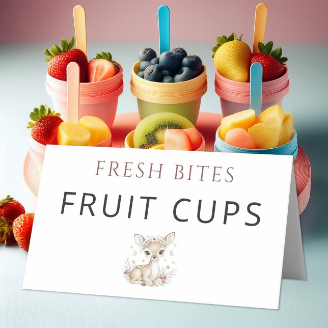 Pink Blush Woodland Deer Girl Baby Shower Fruit  Place Card (Creator Uploaded)