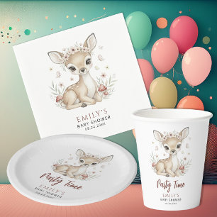 Pink Blush Woodland Deer Girl Baby Shower Napkins