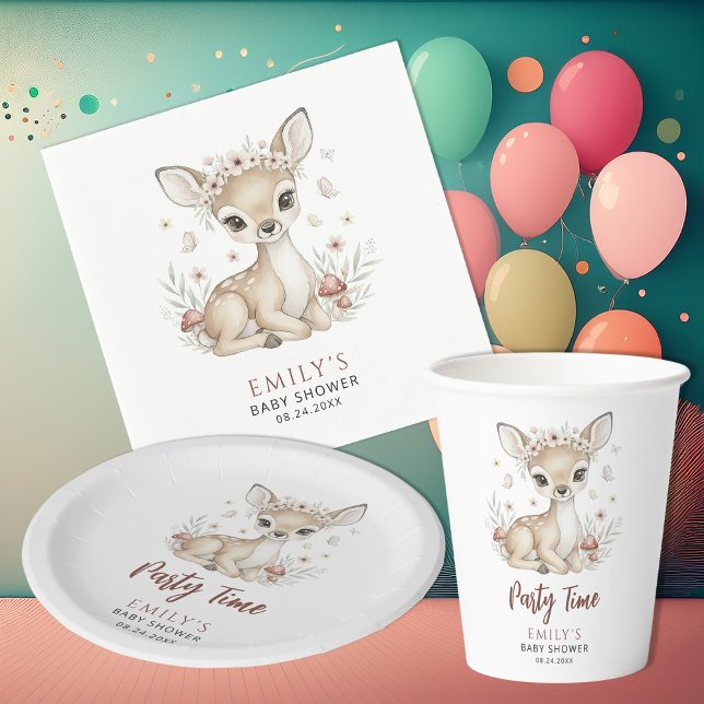 Pink Blush Woodland Deer Girl Baby Shower Paper Cups (Creator Uploaded)