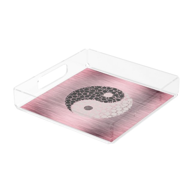 Pink Blush Yin Yang  Acrylic Tray (Angled)