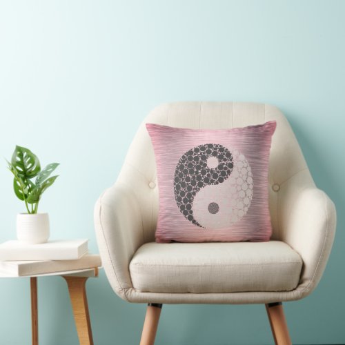 Pink Blush Yin Yang Throw Pillow