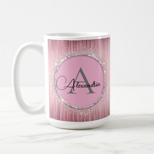 Pink BlushGlittery Monogram Coffee Mug