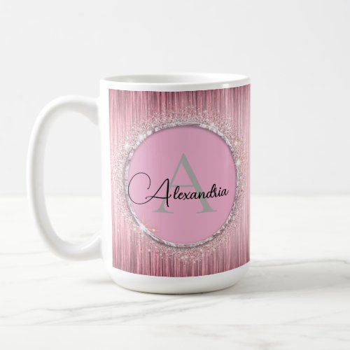 Pink BlushGlittery Monogram Coffee Mug