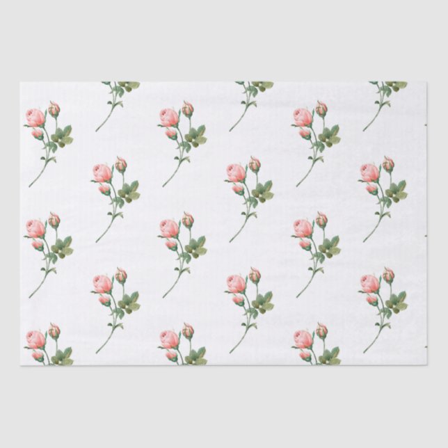Pink Blushing Rose Small Business Packaging Tissue Paper (Front)