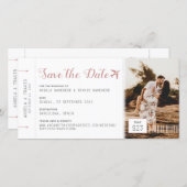 Pink Boarding Pass Destination Save the Date (Front/Back)