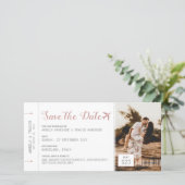 Pink Boarding Pass Destination Save the Date (Standing Front)