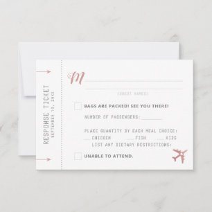 Pink Boarding Pass Plane Ticket Response RSVP Card