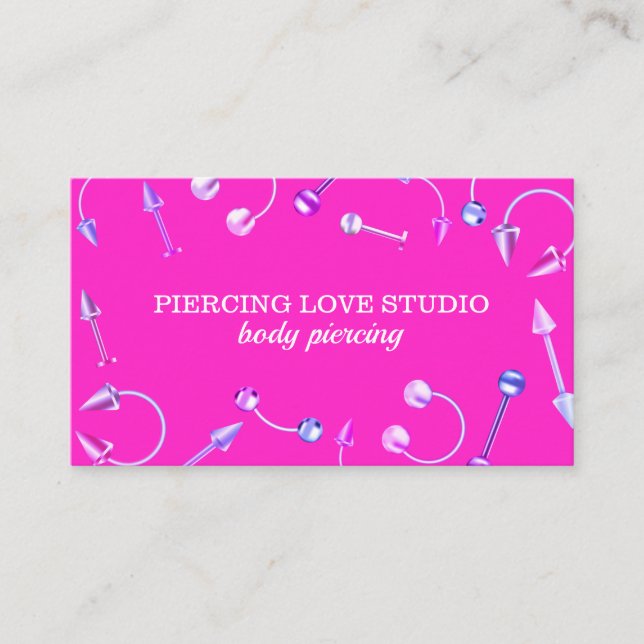 Pink Body Jewelry Craft Piercing Business Card (Front)