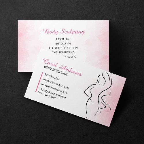 Pink Body Sculpting Beauty Massage Body Contouring Business Card