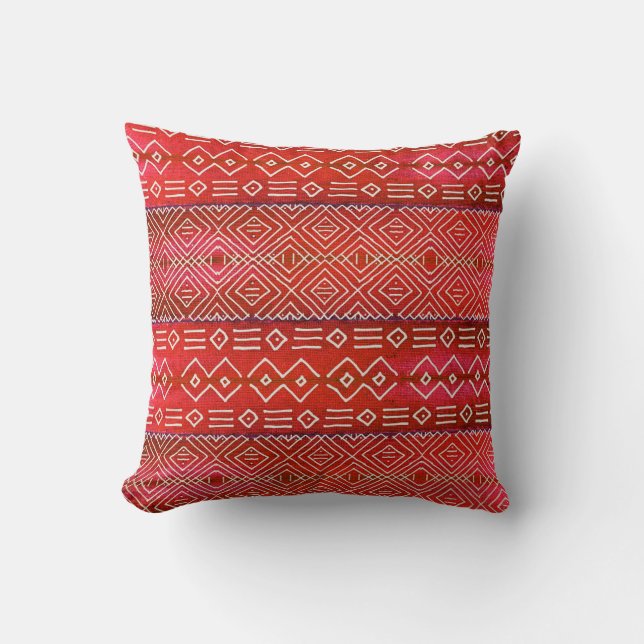 Pink Bohemian BOHO Desert Striped Navajo Pattern Throw Pillow (Front)