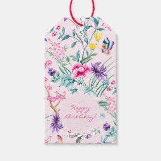 Pink Bohemian Chic Floral & Butterflies Gift Tags
