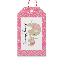 Pink Bohemian Elephant and Chevron Baby Shower Gift Tags