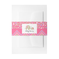 Pink Bohemian Elephant and Chevron Baby Shower Invitation Belly Band