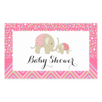Pink Bohemian Elephant and Chevron Baby Shower Rectangular Sticker