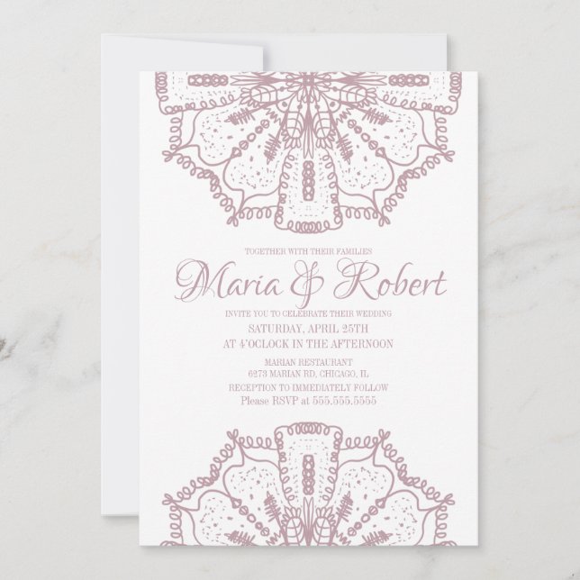 Pink Bohemian Mandala Art Boho Wedding Invitation (Front)