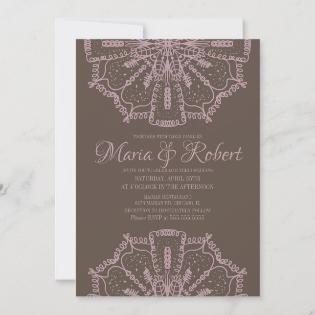 Pink Bohemian Mandala Art Boho Wedding Invitation (Front)