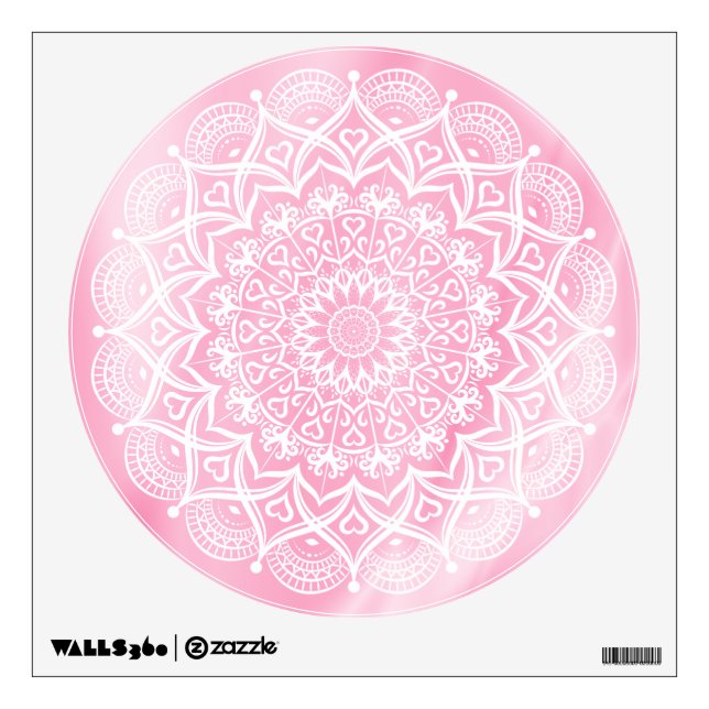 Pink Bohemian Mandala Elegant Spiritual Yoga Wall Decal (Front)