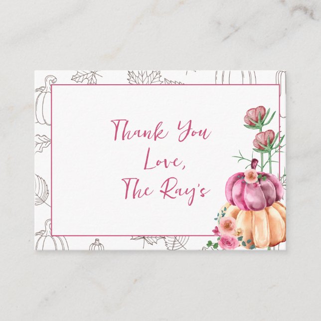 Pink Boho A Little Pumpkin is on the Way eclosure  Enclosure Card (Front)