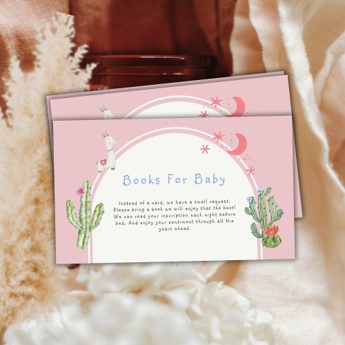 Pink Boho Arch  Cactus Toys Books For Baby Shower  Enclosure Card