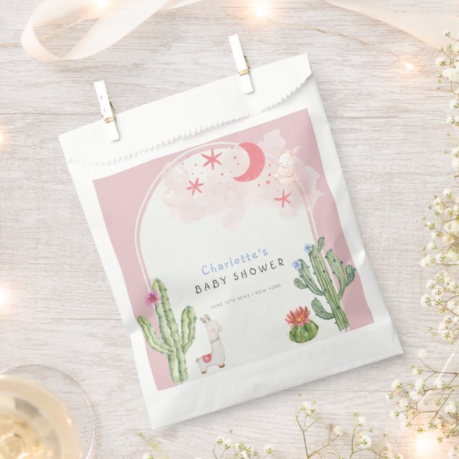 Pink Boho Arch  Cactus Toys Girl Baby Shower  Favor Bag (Clipped)