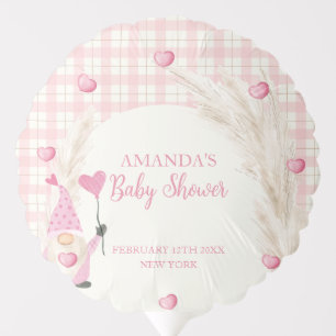 Pink Boho Arch Gingham Sweetheart Baby Shower Balloon