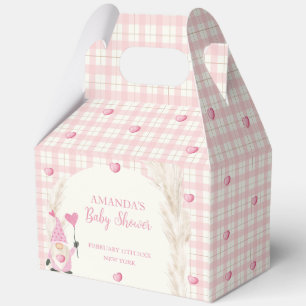 Pink Boho Arch Gingham Sweetheart Baby Shower Favor Boxes