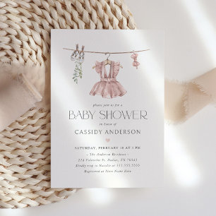Pink Boho Baby Clothes Baby Shower Invitation