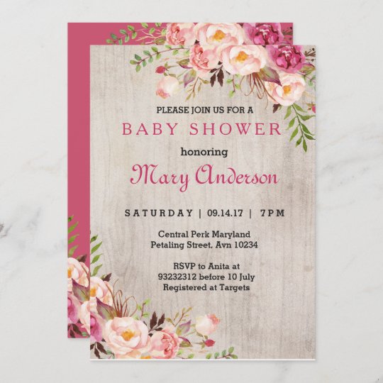 Pink Boho Baby Shower Invitation 