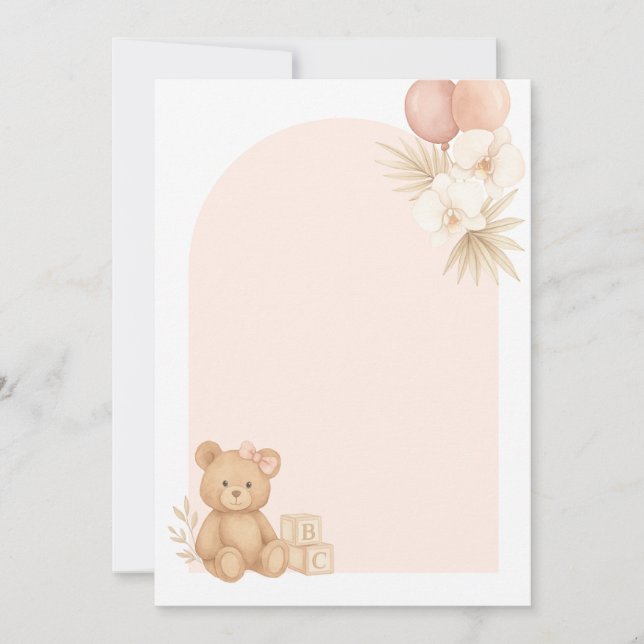 Pink Boho Baby Shower Invitation Background | Edit (Front)