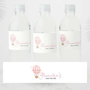 Pink Boho Bear Baby Shower Water Bottle Label