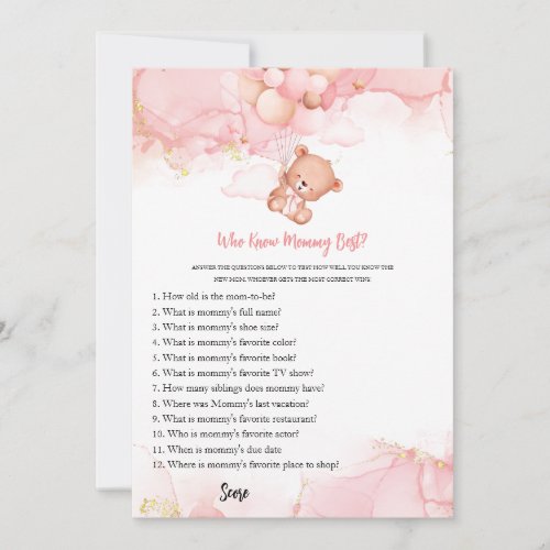 Pink Boho Bear Who Knows Mommy Best Baby Shower  Invitation